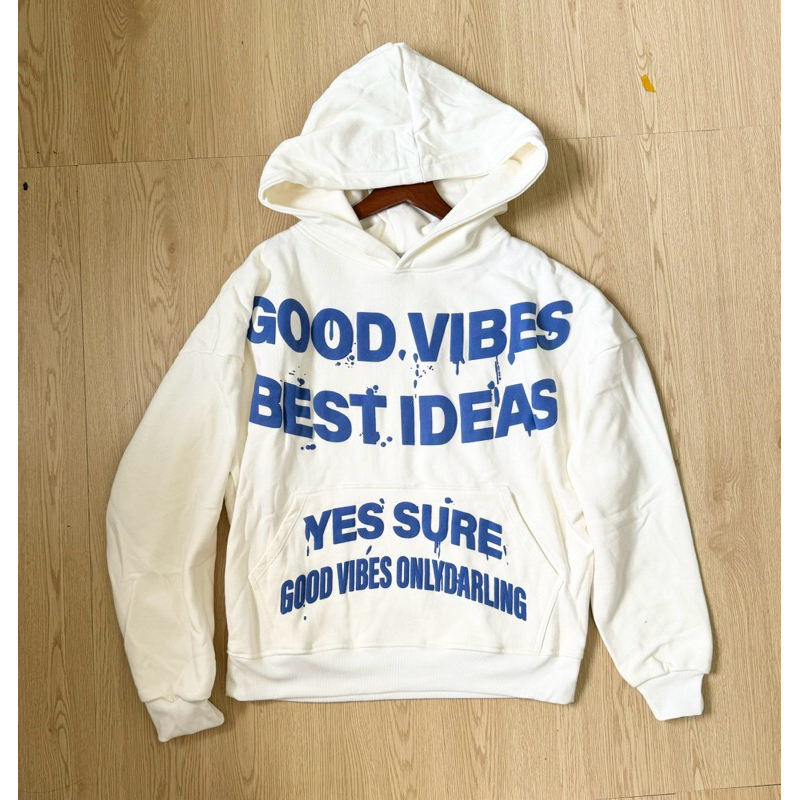 Áo Hoodie Nỉ Bông In Nổi Boxy - Áo Khoác Nỉ GOOD VIBES 4 Màu Trẻ Trung Mặc Nhóm Cặp Đôi SSL