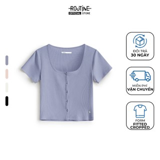 Áo Thun Tay Ngắn Nữ Cổ Vuông Form Fitted Cropped - Routine 10F25TSSW003