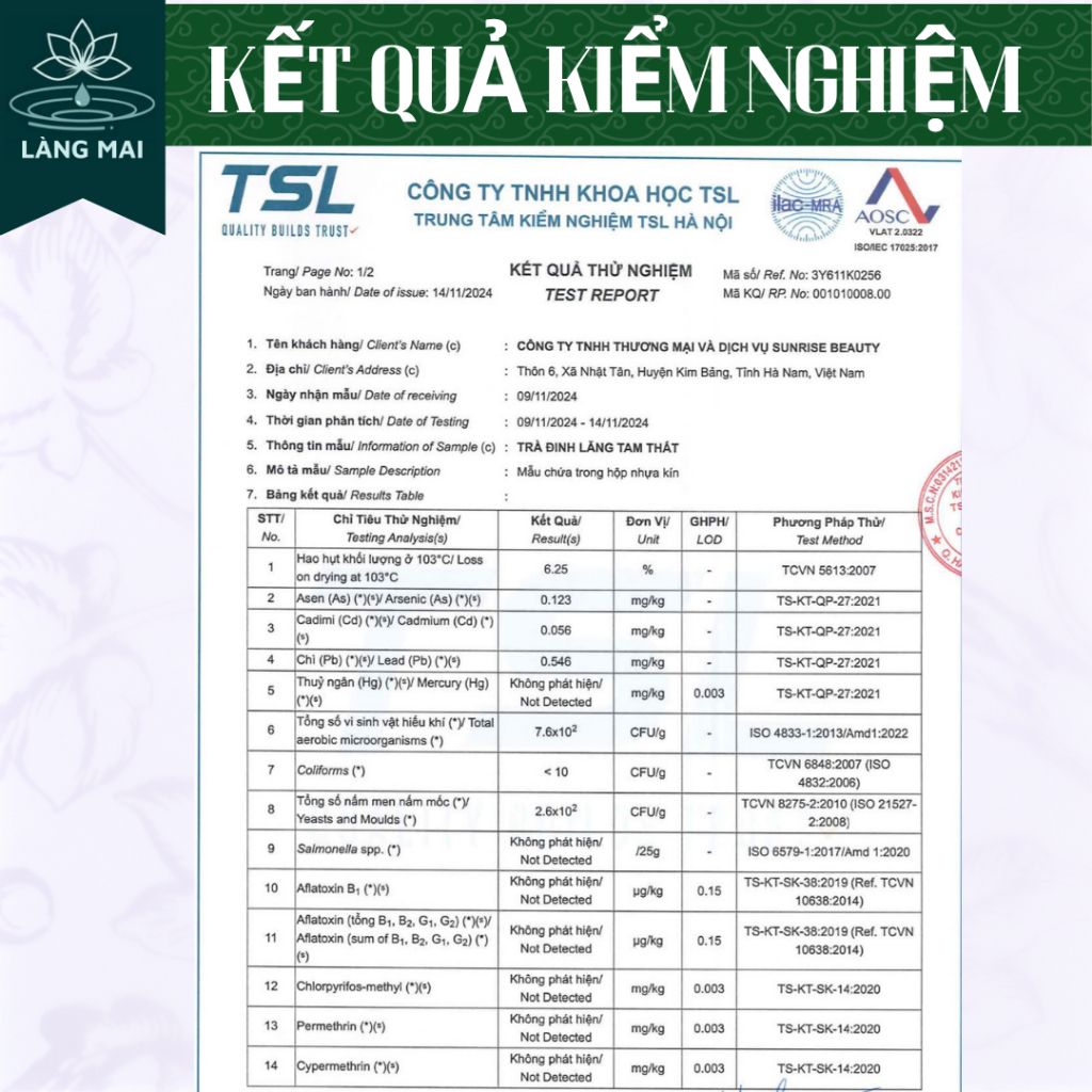 Trà Đinh Lăng Tam Thất - Làng Mai - Hỗ trợ ngủ ngon, Giúp cải thiện mất ngủ, Giảm stress.