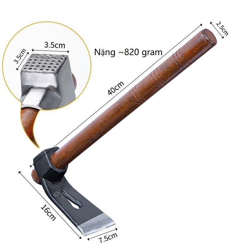 Cuốc mini đa dụng: búa + cuốc + nhổ đinh nặng ~820 gram | Shopee Việt Nam