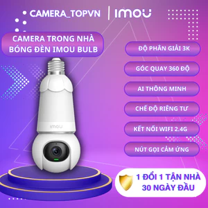 Camera WIFI bóng đèn IMOU Bulb Cam, xoay 360, đàm thoại 2 chiều, cảnh báo còi hú, ban đêm có màu 3MP-5MP