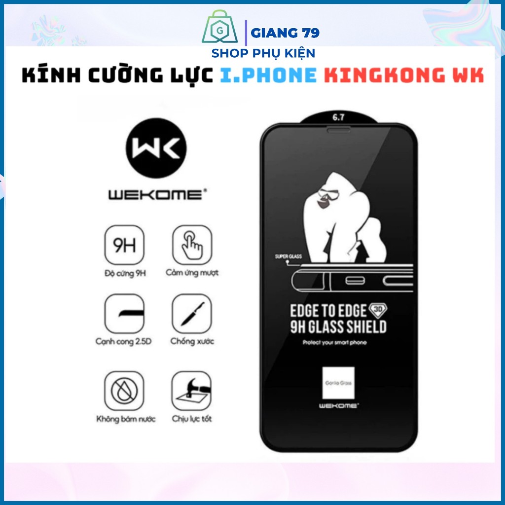 Kính Cường Lực KINGKONG cho iphone 7P/ 8P/ X/ Xs Max/ 11/ 12/ 13/ 14/ 15/ 16 Pro/ Plus/ Pro Max
