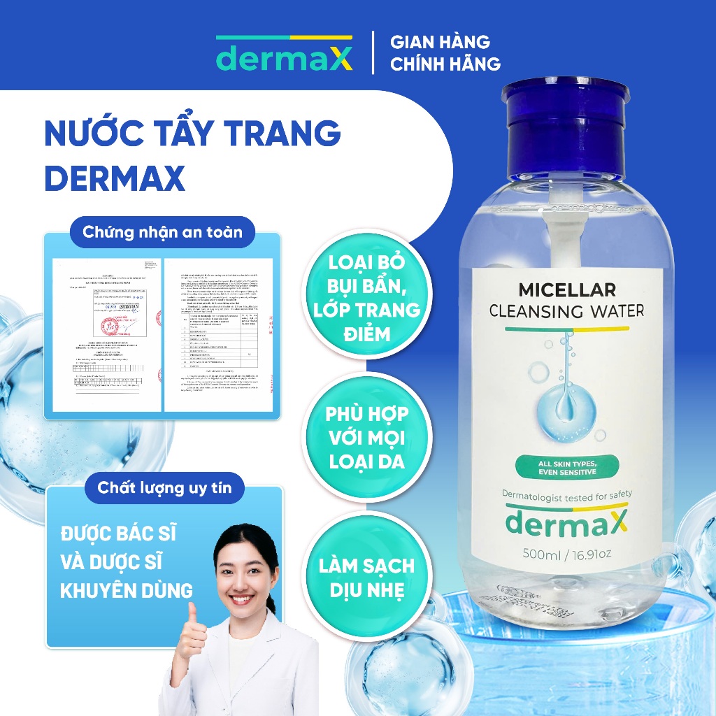 Tẩy trang DermaX Micellar Cleansing Water 500ml | Shopee Việt Nam