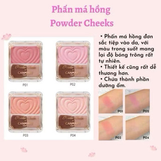 [Canmake] Phấn má hồng Canmake Powder Cheeks nhũ trái tim kèm cọ - Nội địa Nhật