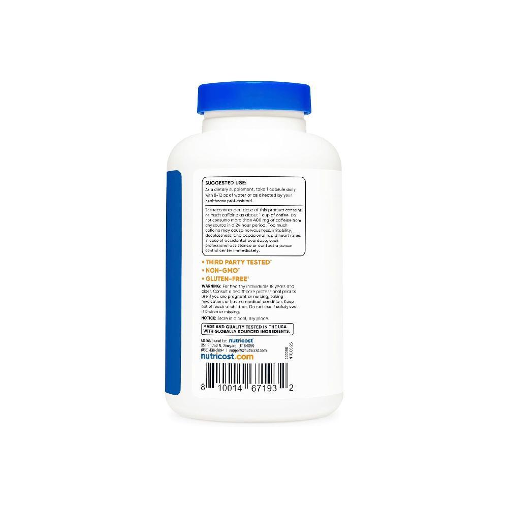 Thực Phẩm Bổ Sung Nutricost Caffeine + L-Theanine – Tăng Năng Lượng, Giảm Mệt Mỏi