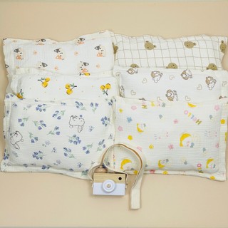 Gối Xô Sơ Sinh, Gối Xô Vuông Muslin Mềm Mịn Lõi Bông Thoáng Khí Thấm Hút Mồ Hôi Cho Bé