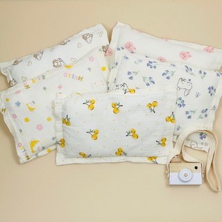 Gối Xô Sơ Sinh, Gối Xô Vuông Muslin Mềm Mịn Lõi Bông Thoáng Khí Thấm Hút Mồ Hôi Cho Bé