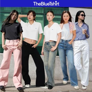 TheBlueTshirt - Quần jeans phom suông cạp cao ống quần đứng cho nữ - Straight A Jeans - Women