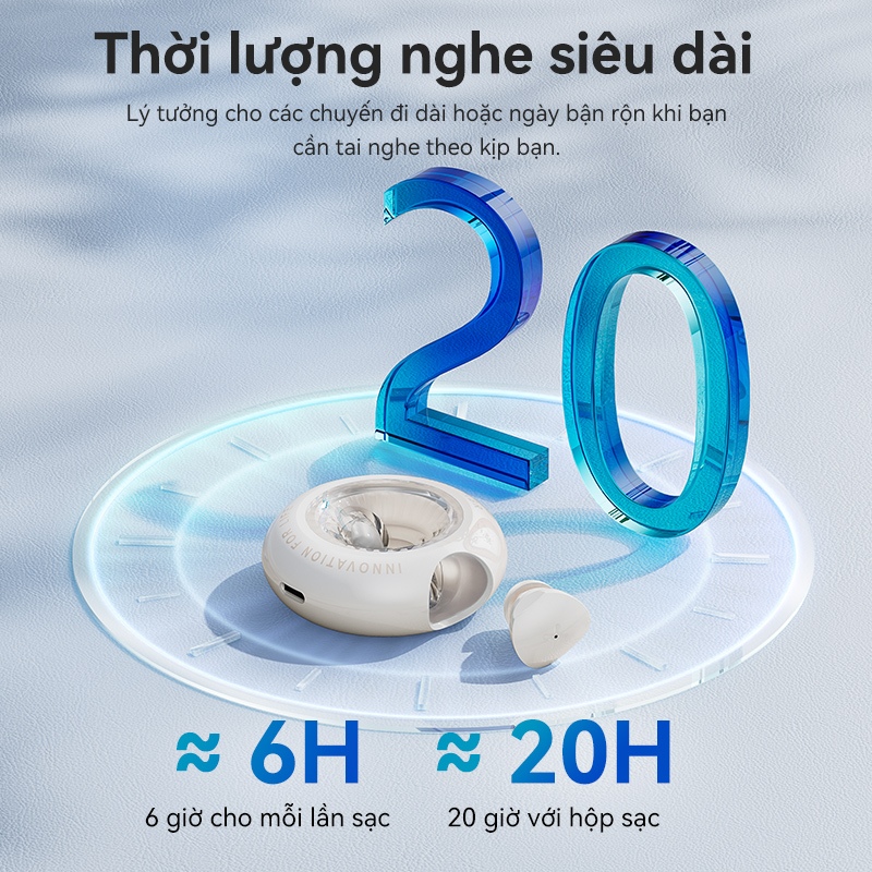 Tai Nghe Kẹp Tai Freeclip Vention, Chống Nước, Loa Kép Dynamic, Bluetooth 6.0, Pin Tới 25 Tiếng