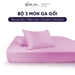 [Hỏa tốc] Bộ ga giường 3 món lụa Tencel 60s GIA AN HOME DECOR size 2mx2m và 2m2x2m gồm 1 drap bo chun 2 vỏ gối nằm — ảnh 2