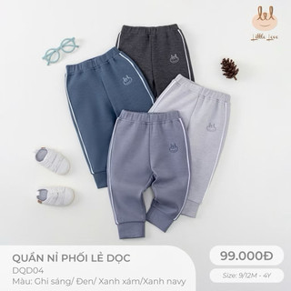 Quần nỉ phối lé dọc quần little love 9-4y