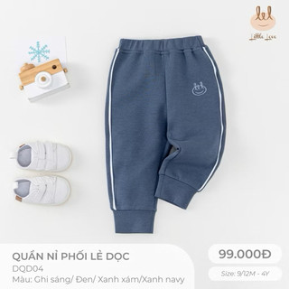 Quần nỉ phối lé dọc quần little love 9-4y