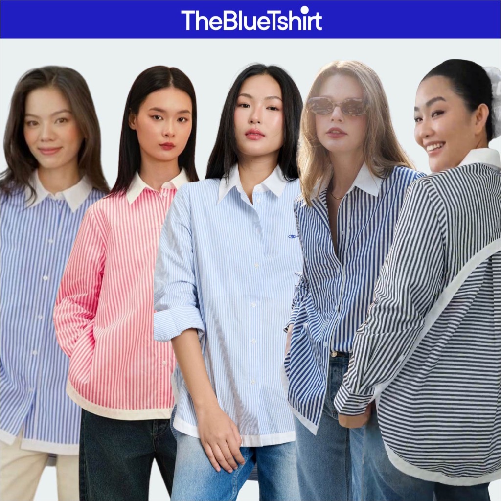 TheBlueTshirt - Áo Sơ Mi Phom Rộng Kiểu Nữ - Modern Arc Oversized Shirt - Women