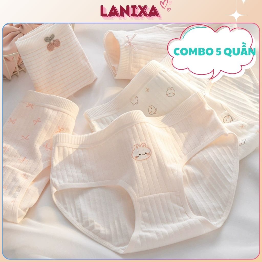 SET 3-5 Quần lót nữ cotton gân tăm dày dặn thấm hút tốt cạp vừa tôn dáng ôm mông gợi cảm LANIXA L566