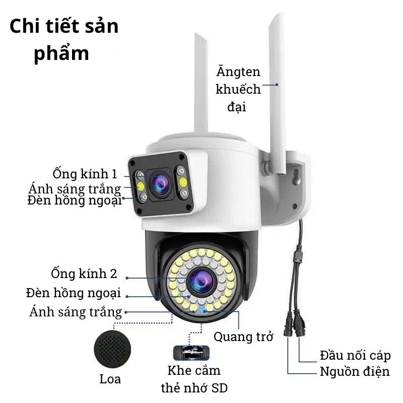Camera WiFi Ngoài Trời V360 Pro 2 Mắt - Quan Sát Hai Màn Hình, Đàm ...