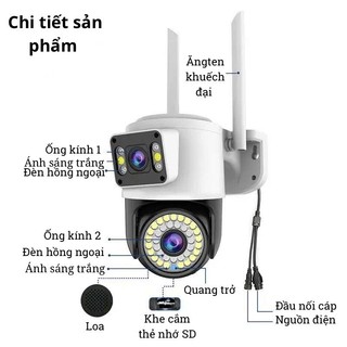 Camera WiFi Ngoài Trời V360 Pro 2 Mắt - Quan Sát Hai Màn Hình, Đàm Thoại Hai Chiều,Hình Ảnh Sắc Nét, Chống Nước IP66