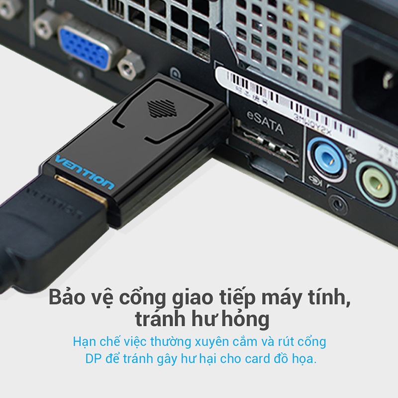 Bộ Chuyển Đổi Vention DP Sang HDMI 4K 1080P Đực Cái, Chuyển Đổi Video Âm Thanh Mạ Vàng Cổng Hiển Thị Cho PC Laptop