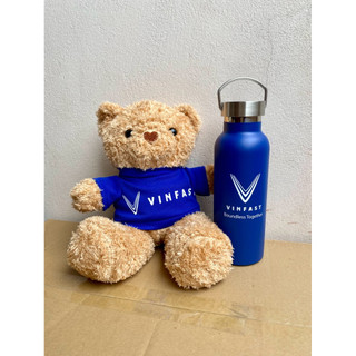 Combo Quà Tặng VinFast Premium Blue – Bình Giữ Nhiệt Quai Xách + Gấu Bông VinFast Dễ Thương