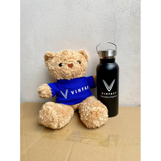 Combo Quà Tặng VinFast Premium Blue – Bình Giữ Nhiệt Quai Xách + Gấu Bông VinFast Dễ Thương