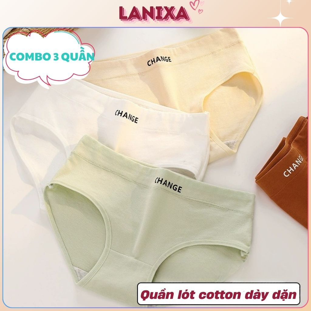 SET 4 Quần lót cotton nữ dày dặn thấm hút tốt cạp vừa tôn dáng gợi cảm kiểu dáng basic LANIXA L2430