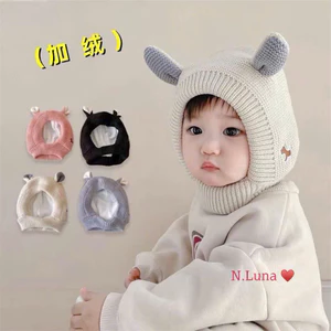 Mũ len tai thỏ 2in1 cho bé vừa ấm đầu, vừa kín cổ