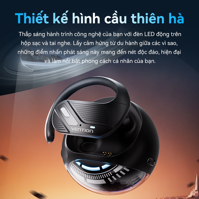 Tai nghe Bluetooth Vention Open Ear 5.4 – Điều Khiển Cảm Ứng, Chống Nước Cho Điện Thoại Xiaomi Samsung Và Nhiều Máy Khác