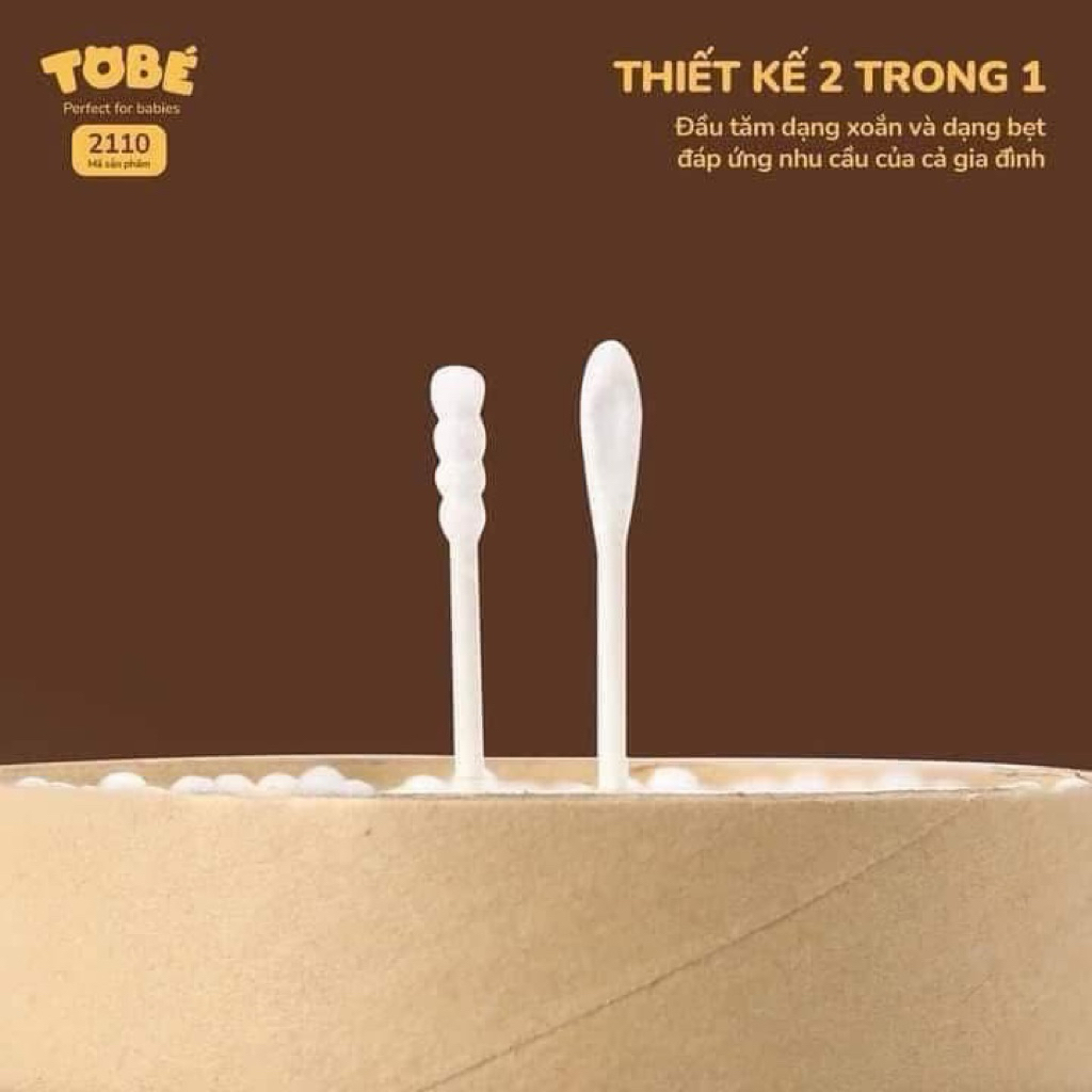 {Deal sốc} Tăm bông sơ sinh Tobe Aiko cao cấp mềm mịn hình hồ lô có hai đầu xoắn và bẹt tiện lợi cho bé sơ sinh 2110