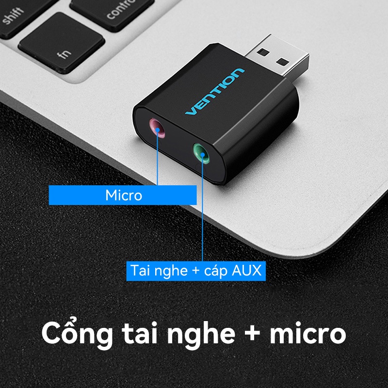 USB Sound Card Vention 3.5Mm Tản Nhiệt Tốt Cho Pc Laptop PS4 Hỗ Trợ Đa Dạng Hệ Điều Hành