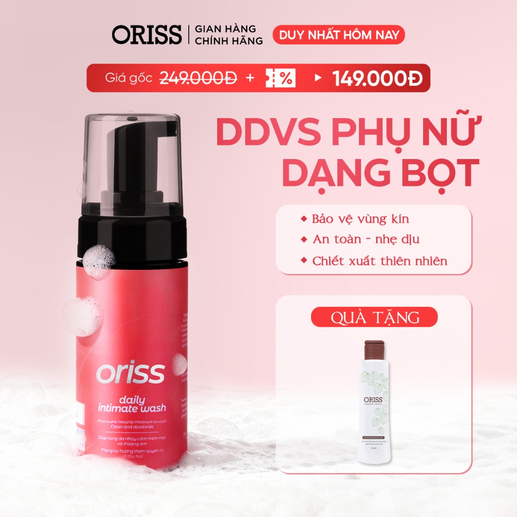 Dung dịch vệ sinh phụ nữ dạng bọt Oriss Daily Intimate Wash hỗ trợ làm sạch dịu nhẹ hương nước hoa 120ml