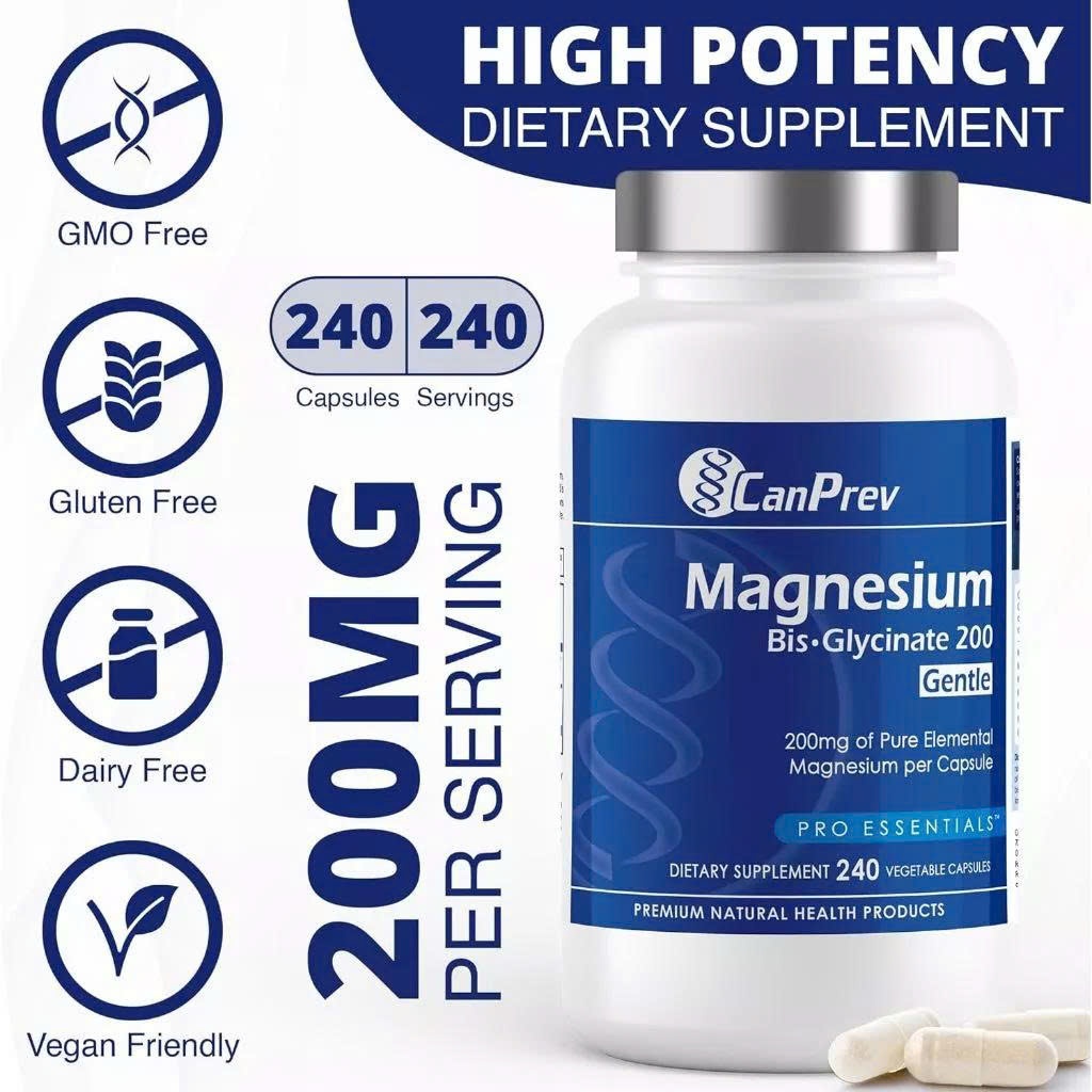 Viên Uống Magnesium BisGlycinate 200mg CanPrev Giảm Căng Thẳng, Dễ Ngủ, Chắc Khỏe Xương Chính Hãng