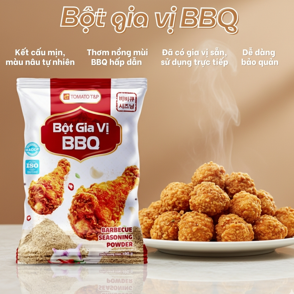 Bột BBQ Gói 100g Tomato T&P – Bột BBQ Vị Nướng Thơm Khói, Lắc Khoai Tây, Bắp Rang, Snack - BBQ72