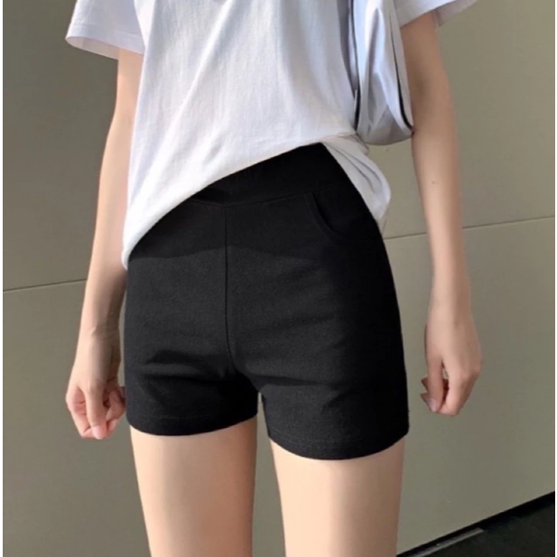 [Peinn]Quần đùi nữ ôm, lưng cao dáng legging short Black Funoff Short Biker Sooc dáng ngắn nâng mông năng động