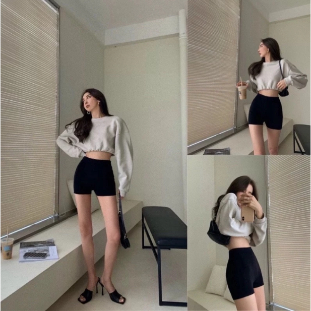 [Peinn]Quần đùi nữ ôm, lưng cao dáng legging short Black Funoff Short Biker Sooc dáng ngắn nâng mông năng động