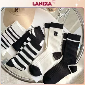 Combo 5 đôi tất nam nữ cổ cao thể thao trẻ trung năng động họa tiết kẻ sọc thời trang LANIXA T654