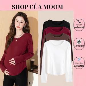 Áo Thun Bầu Cổ Tròn+3Phân Dài Tay Chất Nỉ Zip Mềm Mịn Co Dãn (Big Size)45-85kg Áo Vạt Tôm
