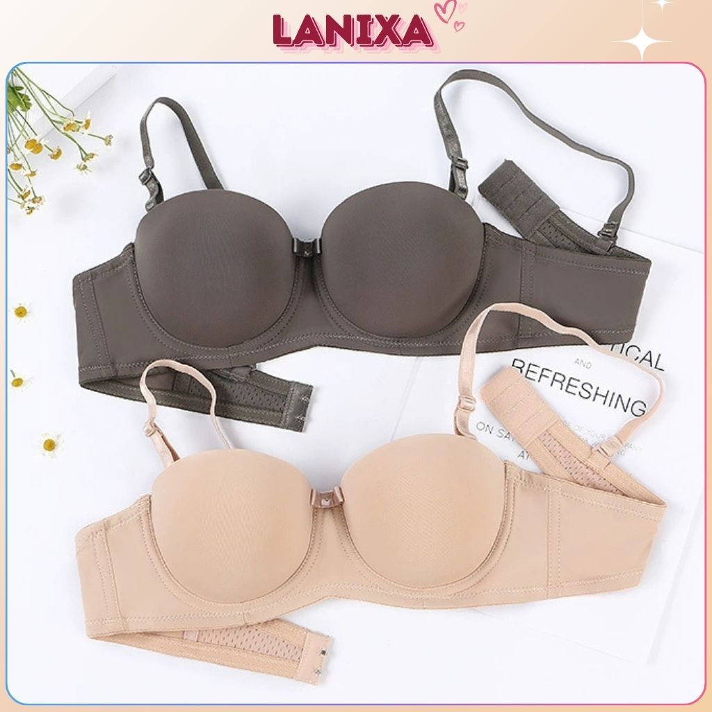 Áo ngực nữ đúc su thun lạnh có gọng đệm mút dày không dây mặc cúp ngực nâng ngực sexy LANIXA A2025