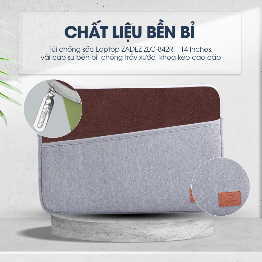 Túi Chống Sốc Laptop ZADEZ ZLC-842R –  Size 14 Inches, vải Cao su Bền Bỉ, Chống Trầy Xước