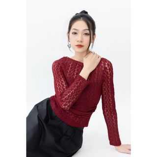Áo Thun Ren JP Fashion Dài Tay, Chất Thun Phối Ren Quyến Rũ Không Ngứa, Thoáng Mát Hút Mồ Hôi 10212086