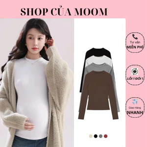 Áo Giữ Nhiệt Cổ 3 Phân Cho Mẹ Bầu (Big Size) (45kg -85kg)Thun Lót Nỉ Mềm Ấm Thu Đông