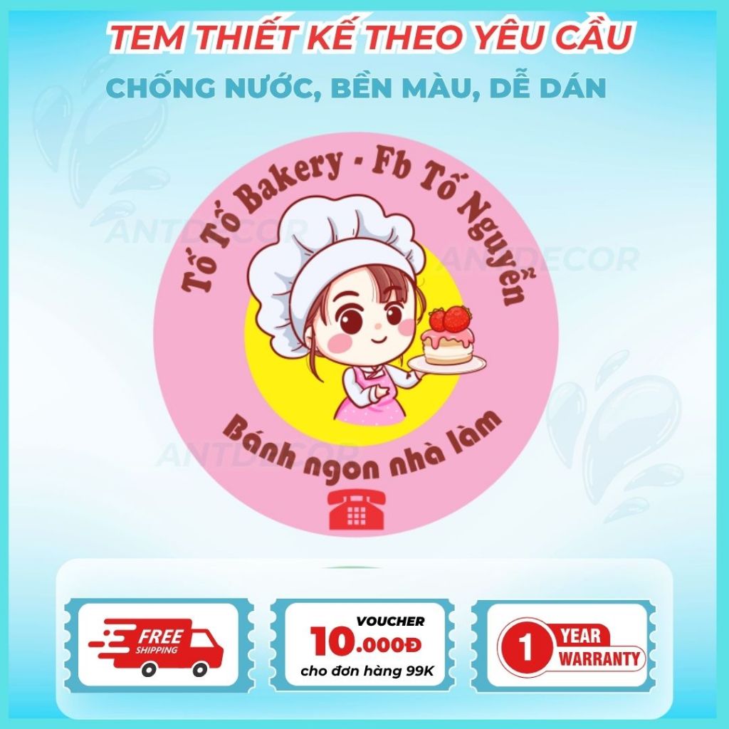 Thiết kế theo yêu cầu - Combo 100 TEM DÁN (4cm), Decal Đẹp Mắt, Bền Màu, Chống Nước