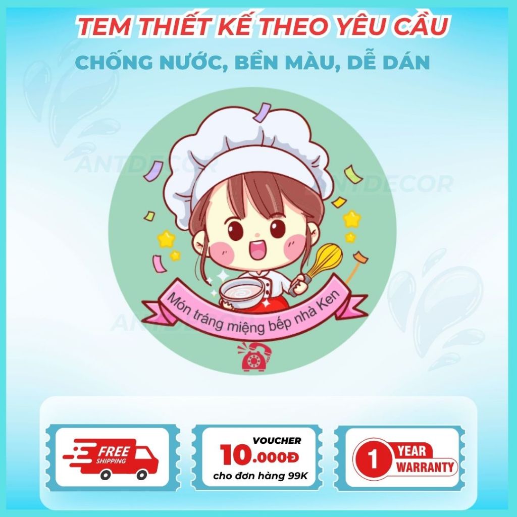 Thiết kế theo yêu cầu - Combo 100 TEM DÁN (4cm), Decal Đẹp Mắt, Bền Màu, Chống Nước