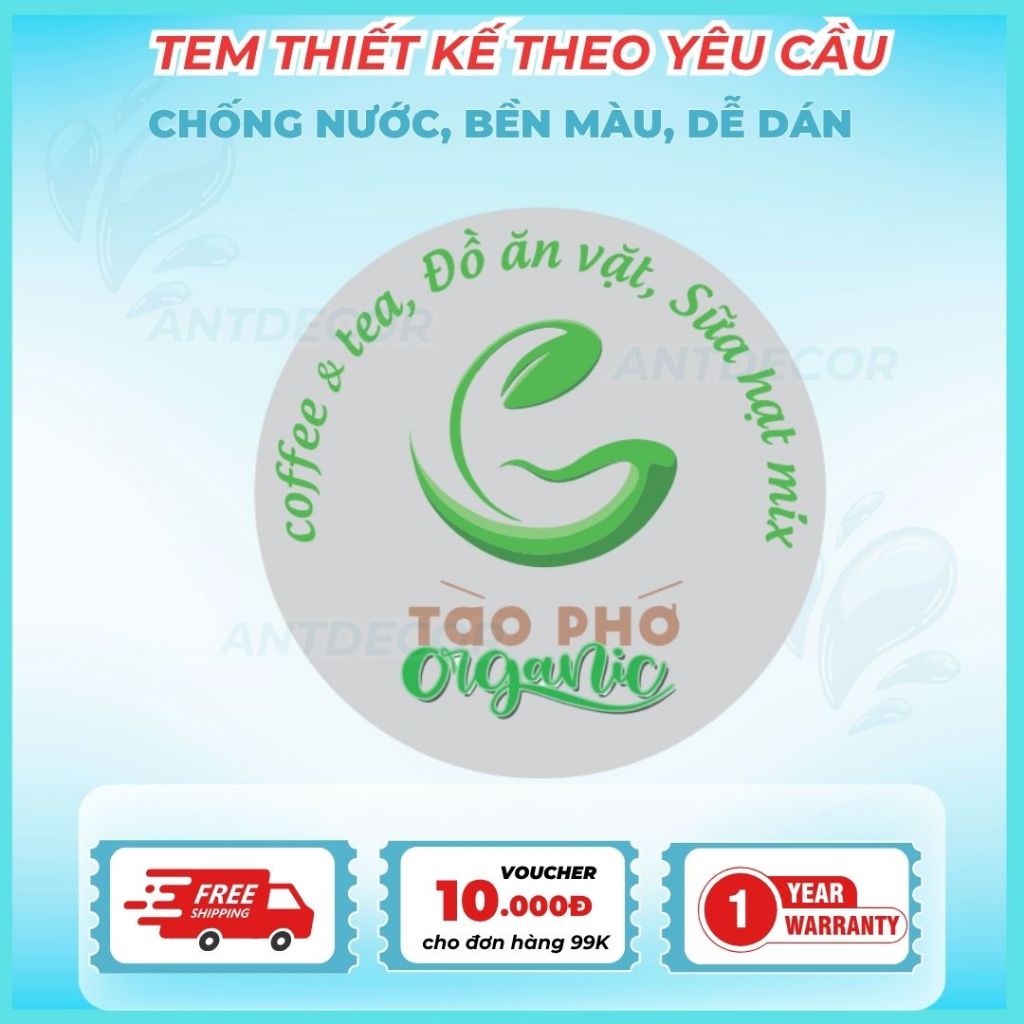 Thiết kế theo yêu cầu - Combo 100 TEM DÁN (4cm), Decal Đẹp Mắt, Bền Màu, Chống Nước