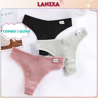SET 3 Quần lót nữ cotton gân tăm cao cấp cạp vừa ôm mông tôn dáng sexy kiểu dáng basic LANIXA L246