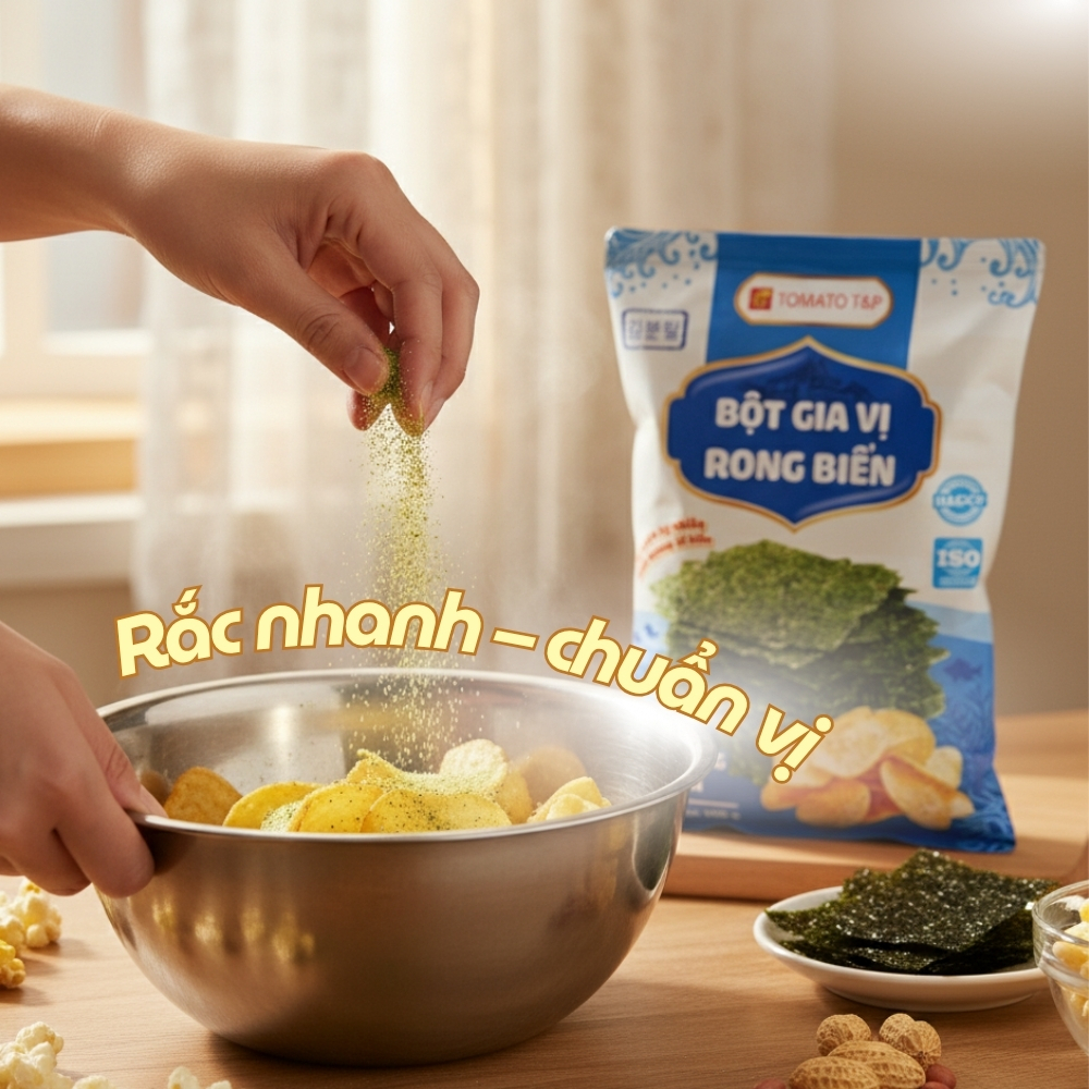 Bột Rong Biển Tôm 100g Tomato T&P– Lắc Khoai Tây, Snack, Bắp Rang, Bánh Que Rong Biển – RB72