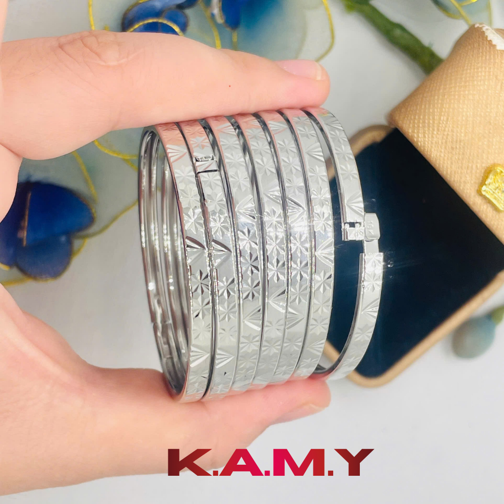 Bộ ximen 7 chiếc khóa lưỡi gà mạ vàng hoa văn nổi cao cấp – Trang sức tay nữ sáng bóng sang trọng
