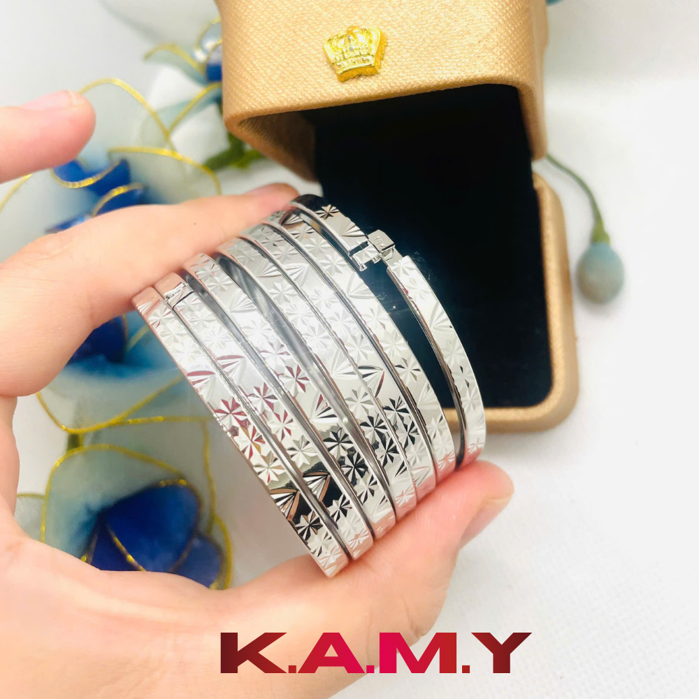 Bộ ximen 7 chiếc khóa lưỡi gà mạ vàng hoa văn nổi cao cấp – Trang sức tay nữ sáng bóng sang trọng