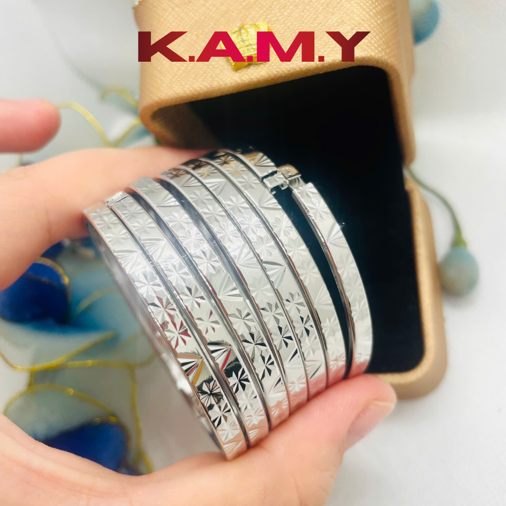 Bộ ximen 7 chiếc khóa lưỡi gà mạ vàng hoa văn nổi cao cấp – Trang sức tay nữ sáng bóng sang trọng