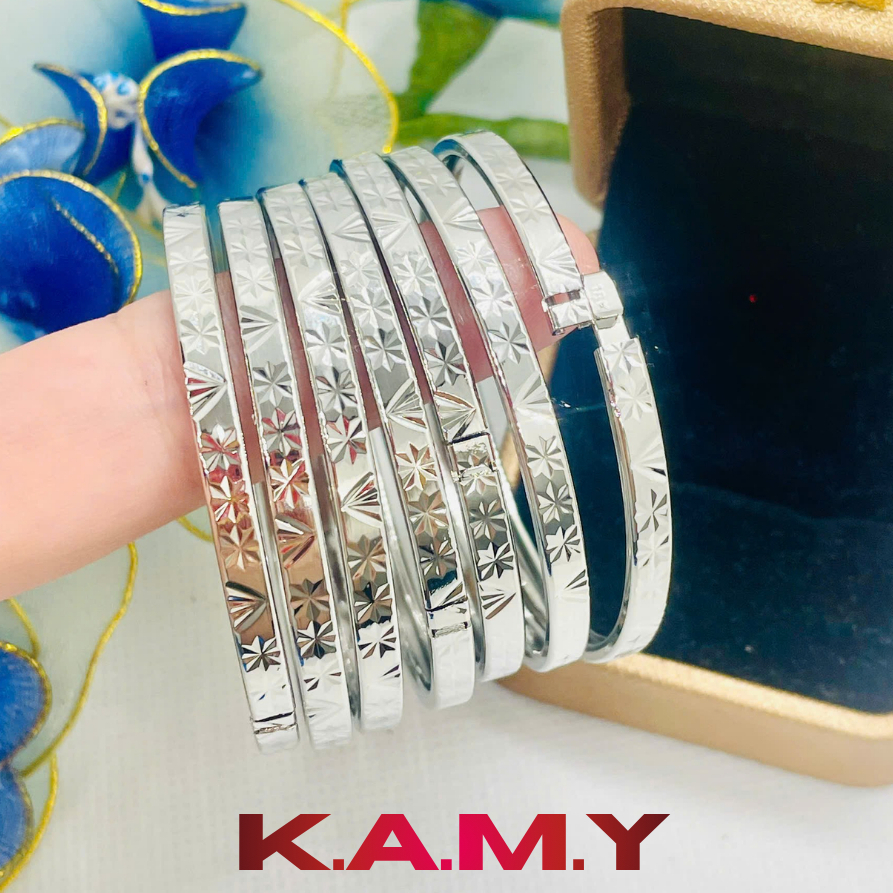 Bộ ximen 7 chiếc khóa lưỡi gà mạ vàng hoa văn nổi cao cấp – Trang sức tay nữ sáng bóng sang trọng
