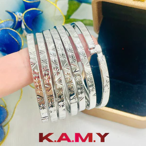 Bộ ximen 7 chiếc khóa lưỡi gà mạ vàng hoa văn nổi cao cấp – Trang sức tay nữ sáng bóng sang trọng