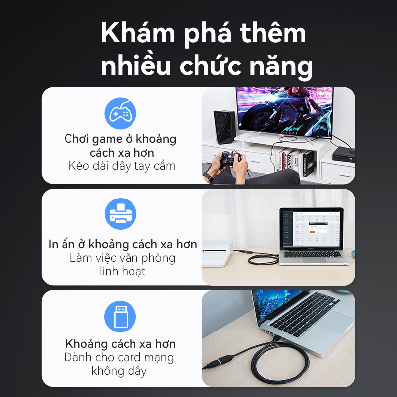 Cáp Mở Rộng USB Vention Cáp Dữ Liệu USB 2.0 3.0 Chiều Dài 0.5m / 1m / 1.5m / 2m / 3m